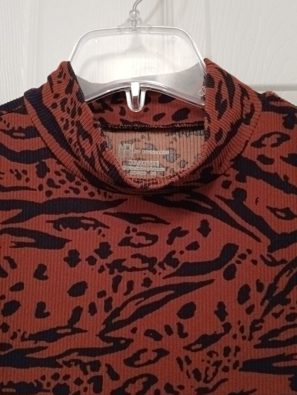 No Boundries Mock Turtleneck Tank Top Women's Size XXL Burnt Orange Black Casual - Picture 4 of 5